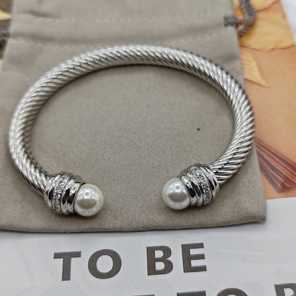 DY vintage 7mm pearl bracelet size M 925 silver